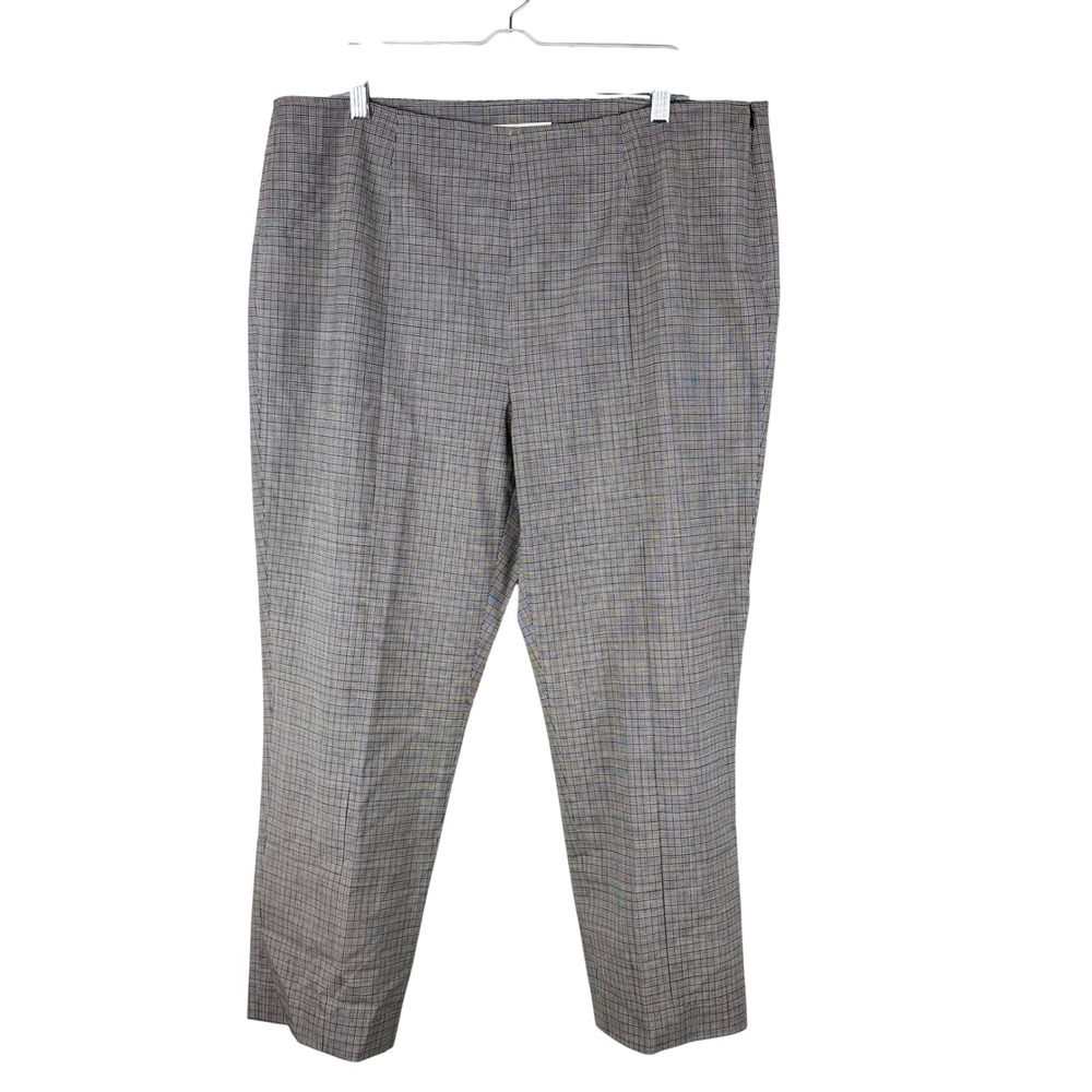 Pari Passu Grey Houndstooth Wool Blend Stretch Trousers Size‎ 16 Plus Size